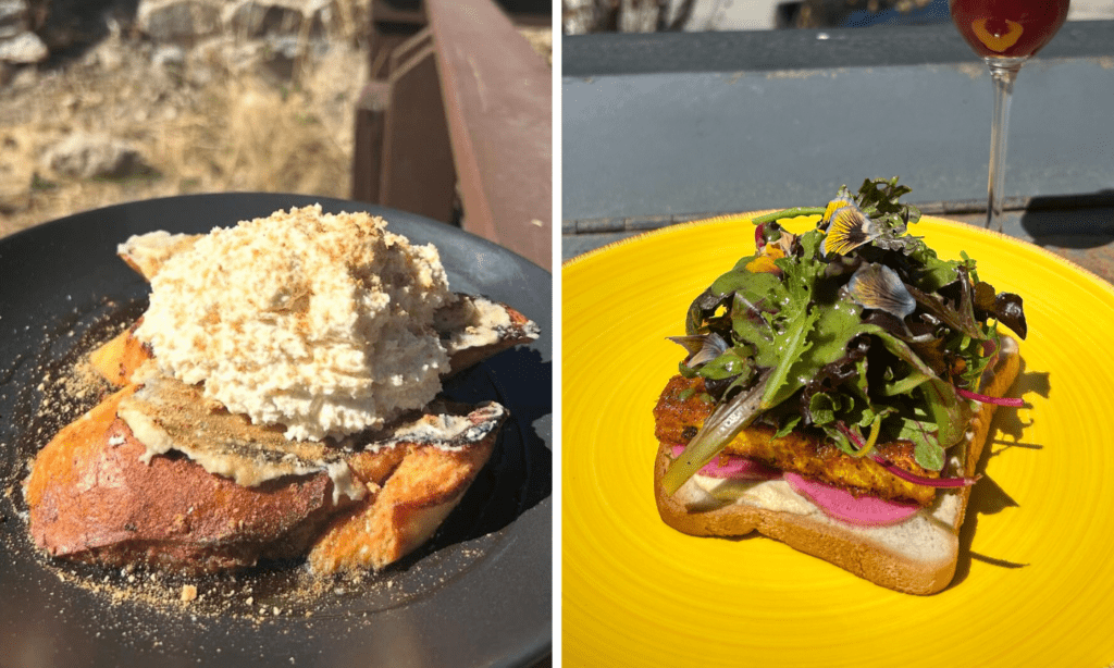 Cinnamon French toast and vegan "egg" sandwich (Photo courtesy of Sawmill Run Restaurant)