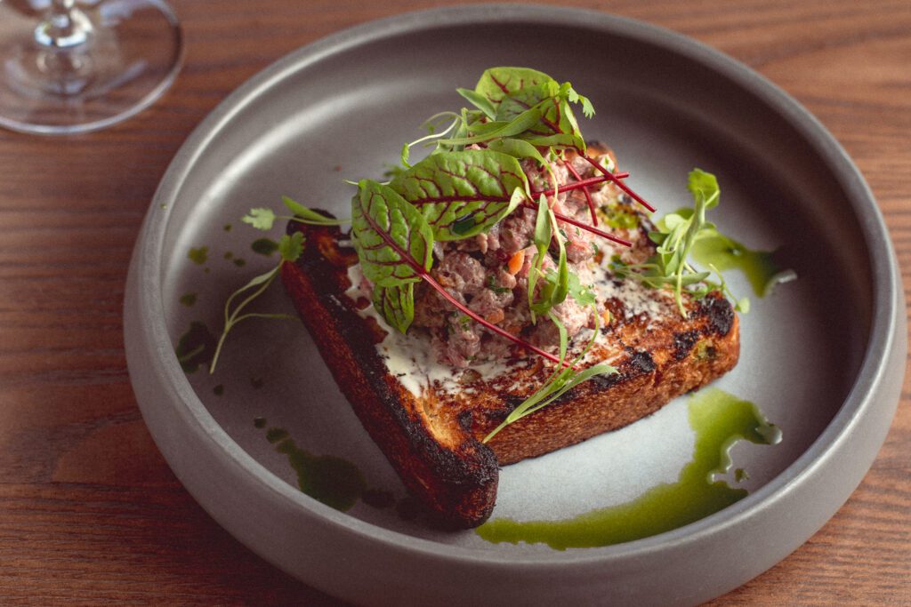 Butcher's Cut Steak Tartare at Flying V Bar & Grill (Photo by Jackie Tran)