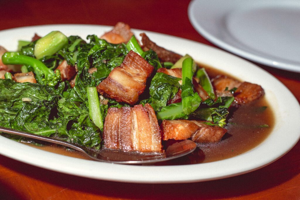 Pad Ka Na Moo Krob at Nattha's Bann Thai Asian (Photo by Jackie Tran)