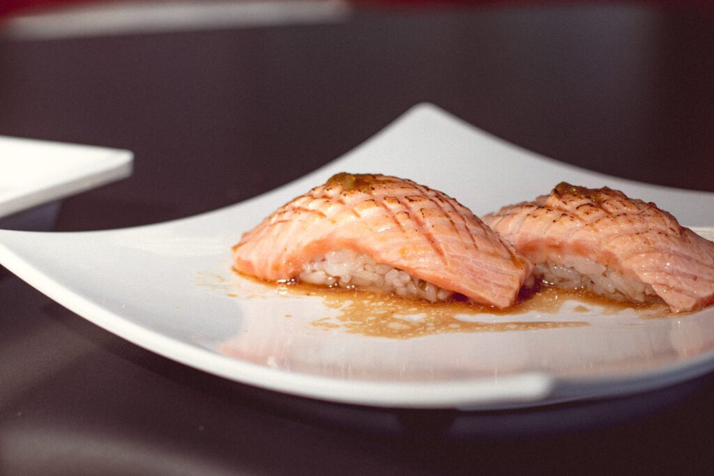 Yuzu salmon nigiri at Samurai Sombrero (Photo by Jackie Tran)