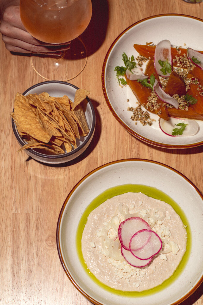 Spritz, Barbacoa Beets, and Pinto Hummus at Sunshine Wine (Photo by Jackie Tran)