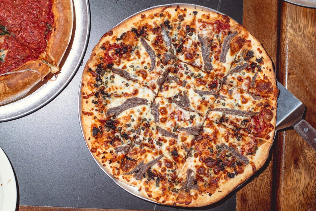 The Paisan thin crust pizza at Rocco's Little Chicago Pizzeria (Photo by Jackie Tran)